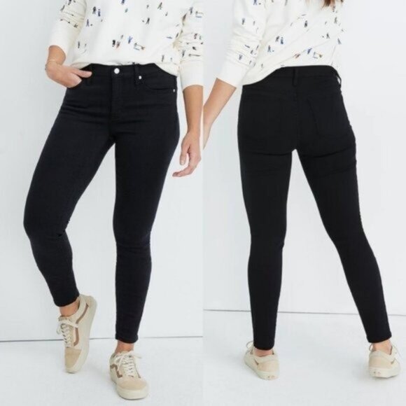 Madewell | 9 Mid-Rise Skinny Jeans in Lunar Wash Black - Picture 1 of 9